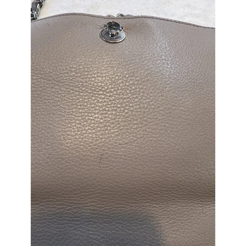 Tory Burch Britten Leather, Crossbody Shoulder strap, French Grey/Silver, Small